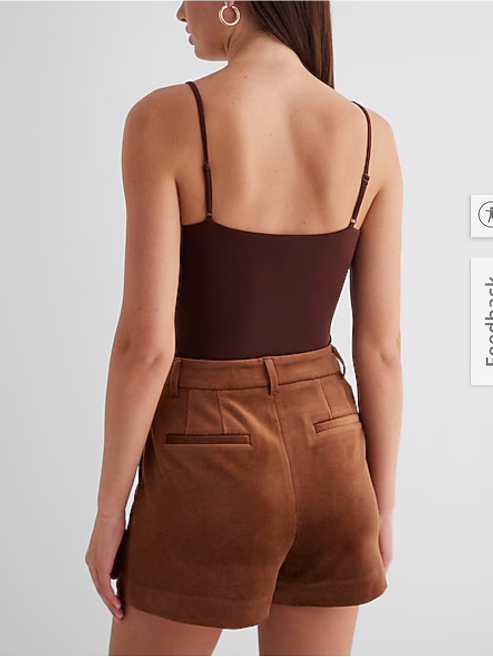 Express High Waisted Velvet Corduroy Editor Short - Picture 2 of 4
